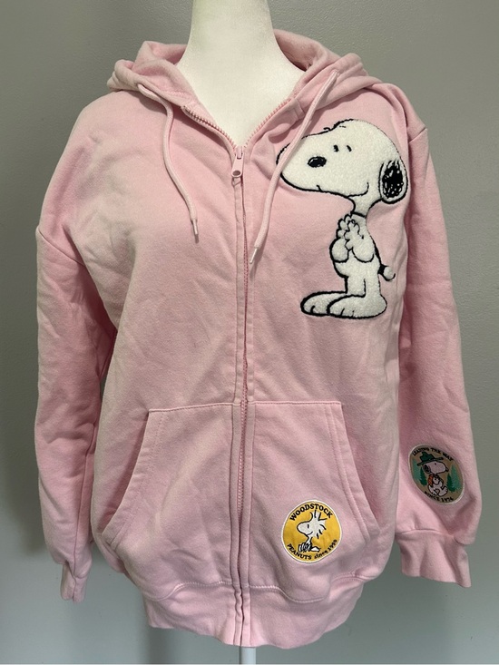 Peanuts Tops - Women’s Peanuts Pink Snoopy & Woodstock Zip-Up Hoodie